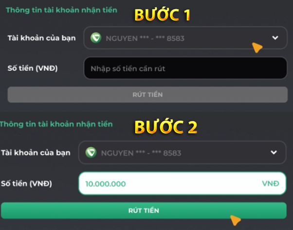 Các bước rút tiền